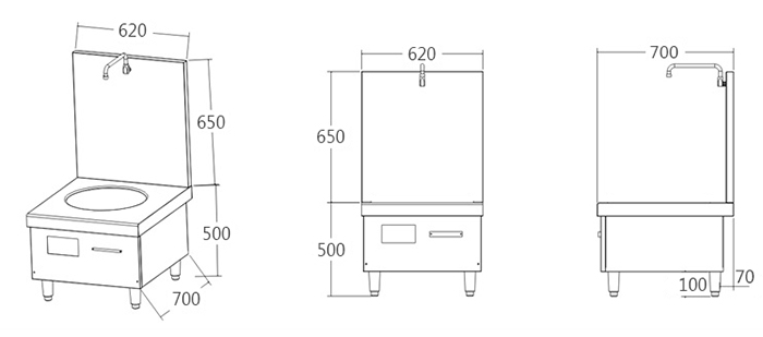 Bản vẽ kích thước bếp từ đơn mặt phẳng