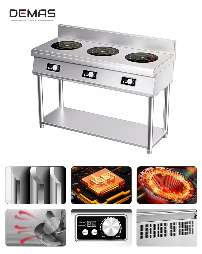 thông tin bếp từ 3 họng công nghiệp