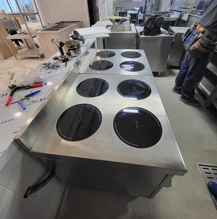 Lắp đặt 2 bếp điện từ 4 họng cho nhà hàng Hàn Quốc