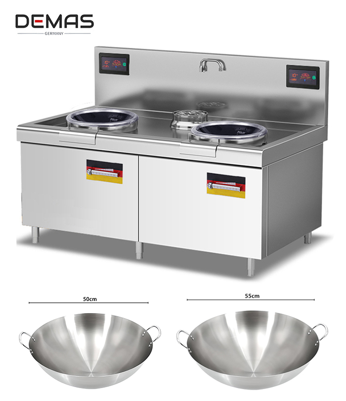 Bếp từ đôi mặt lõm 8kw sử dụng chảo lõm đường kính bao nhiêu