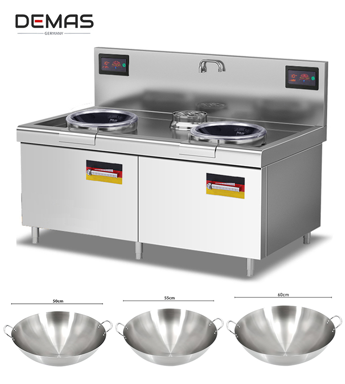Bếp từ đôi mặt lõm 15kw sử dụng chảo lõm đường kính bao nhiêu