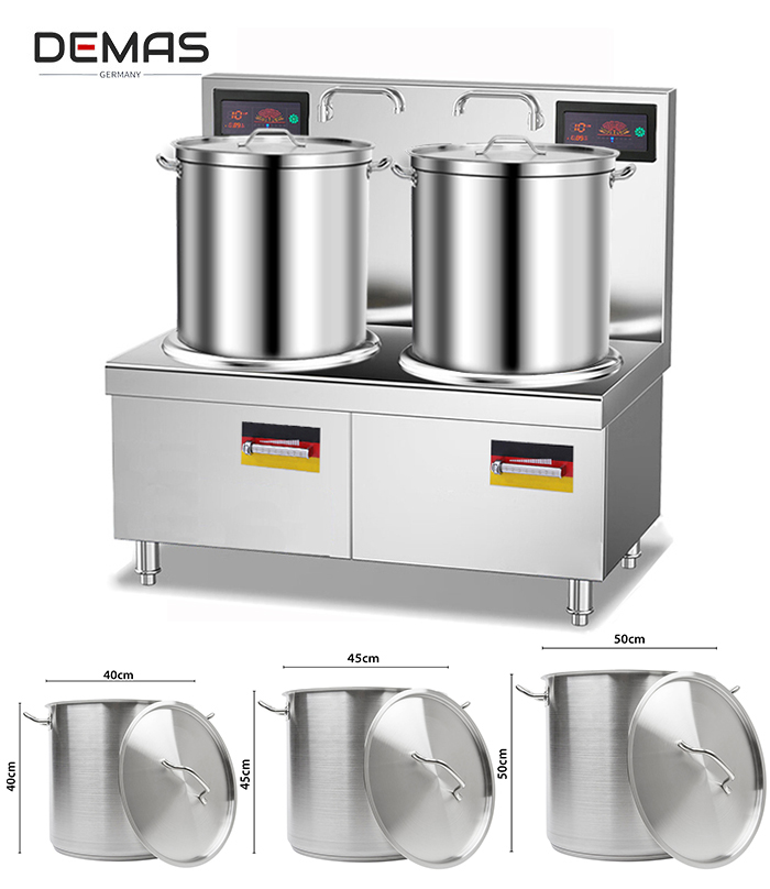 Bếp từ đôi 15kw mặt phẳng dùng được nồi bao nhiêu lít