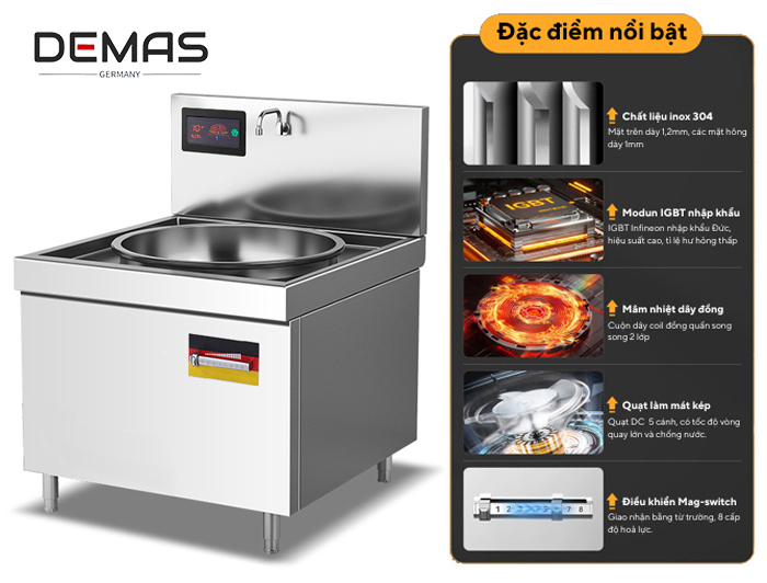 Đặc điểm nổi bật của bếp từ đôi 12kw chảo liền D700