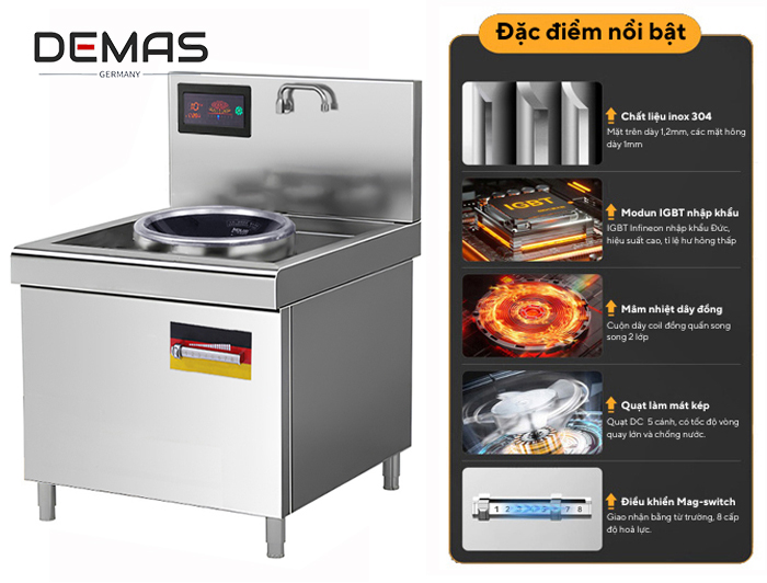 Đặc điểm nổi bật của bếp từ công nghiệp đôi 15kw mặt lõm