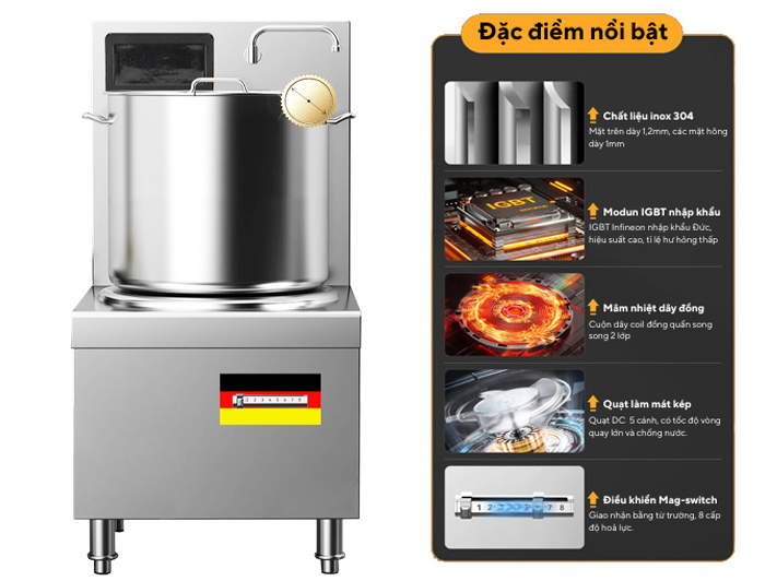 Đặc điểm nổi bật của bếp từ công nghiệp đôi 15kw mặt phẳng