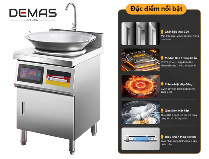 Đặc điểm nổi bật của bếp từ công nghiệp đơn 8kw mặt lõm