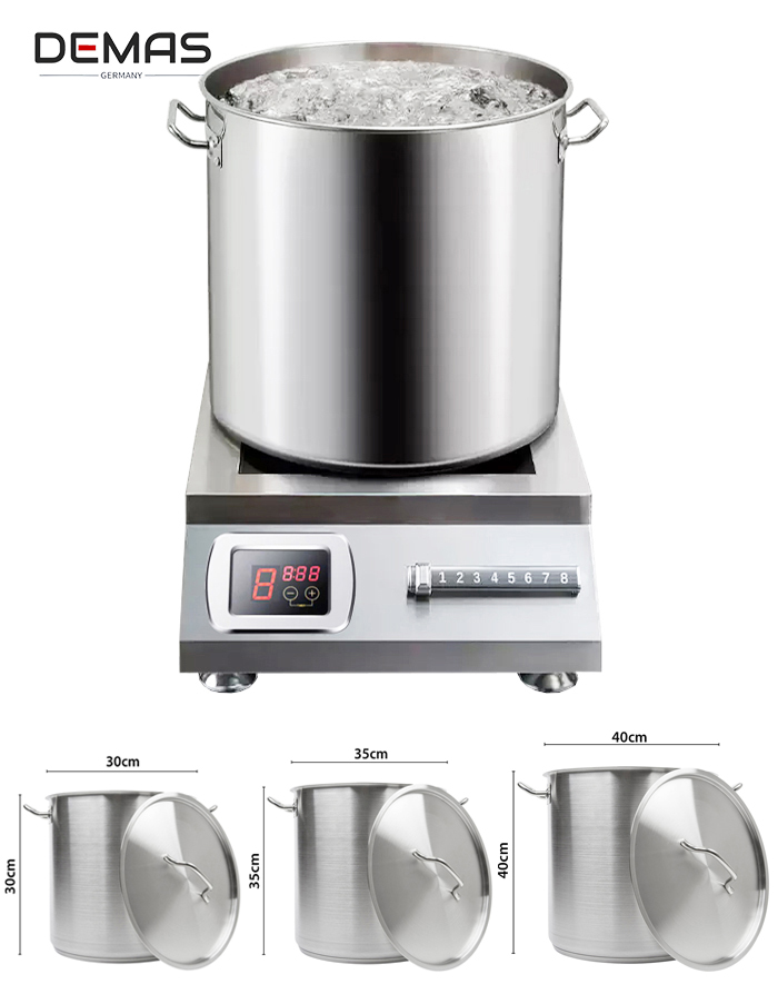 Bếp từ công nghiệp 5kw dùng được nồi bao nhiêu lít?