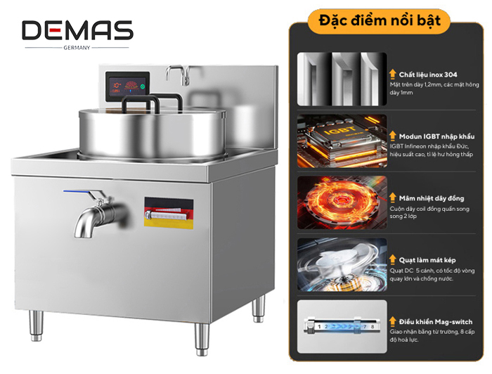Đặc điểm nổi bật của bếp hầm điện từ 200 lít