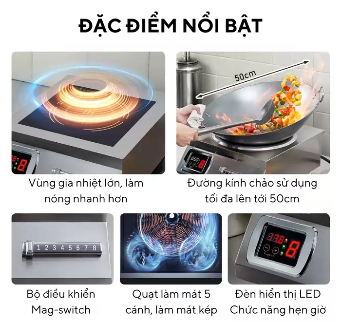 Đặc điểm nổi bật của bếp từ công nghiệp 5kw mặt lõm